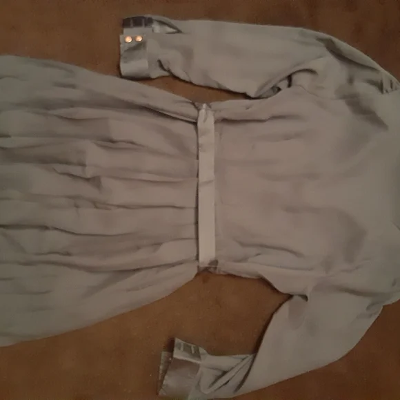 Pleated Teal Button-Up Dress - Picture 5 of 16